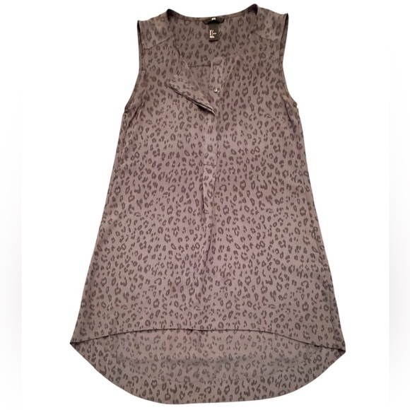 H&M Y2K Grey Leopard Print High-Low Sleeveless Tunic Blouse size 4/Small - Picture 1 of 9